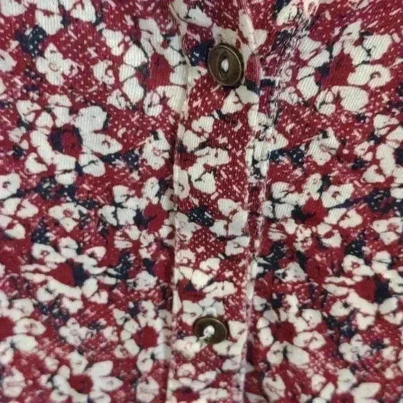 Lucky Brand women's long sleeve cotton/modal blend navy/red print medium top - Picture 3 of 5